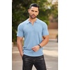 COOFANDY Men’s Quarter Zip Polo Shirt Short Sleeve Ribbed Knit Golf Tee | Collared, 1/4 Zip, Textured, Casual, Business Shirt Lightweight, Breathable, Elastic T Shirt for Men(Sky Blue)
