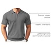 COOFANDY Men’s Quarter Zip Polo Shirt Short Sleeve Ribbed Knit Golf Tee | Collared, 1/4 Zip, Textured, Casual, Business Shirt Lightweight, Breathable, Elastic T Shirt for Men(Grey)