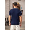 COOFANDY Men’s Quarter Zip Polo Shirt Short Sleeve Ribbed Knit Golf Tee | Collared, 1/4 Zip, Textured, Casual, Business Shirt Lightweight, Breathable, Elastic T Shirt for Men(Stripes Navy Blue Stripes)