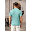 COOFANDY Men’s Quarter Zip Polo Shirt Short Sleeve Ribbed Knit Golf Tee | Collared, 1/4 Zip, Textured, Casual, Business Shirt Lightweight, Breathable, Elastic T Shirt for Men(Green)