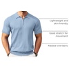 COOFANDY Men’s Quarter Zip Polo Shirt Short Sleeve Ribbed Knit Golf Tee | Collared, 1/4 Zip, Textured, Casual, Business Shirt Lightweight, Breathable, Elastic T Shirt for Men(Sky Blue)