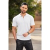 COOFANDY Men’s Quarter Zip Polo Shirt Short Sleeve Ribbed Knit Golf Tee | Collared, 1/4 Zip, Textured, Casual, Business Shirt Lightweight, Breathable, Elastic T Shirt for Men(White)