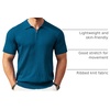 COOFANDY Men’s Quarter Zip Polo Shirt Short Sleeve Ribbed Knit Golf Tee | Collared, 1/4 Zip, Textured, Casual, Business Shirt Lightweight, Breathable, Elastic T Shirt for Men(Denim Blue)