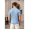 COOFANDY Men’s Quarter Zip Polo Shirt Short Sleeve Ribbed Knit Golf Tee | Collared, 1/4 Zip, Textured, Casual, Business Shirt Lightweight, Breathable, Elastic T Shirt for Men(Sky Blue)