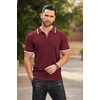 COOFANDY Men’s Quarter Zip Polo Shirt Short Sleeve Ribbed Knit Golf Tee | Collared, 1/4 Zip, Textured, Casual, Business Shirt Lightweight, Breathable, Elastic T Shirt for Men(Striped Wine Red Striped)