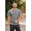 COOFANDY Men’s Quarter Zip Polo Shirt Short Sleeve Ribbed Knit Golf Tee | Collared, 1/4 Zip, Textured, Casual, Business Shirt Lightweight, Breathable, Elastic T Shirt for Men(Light Grey)