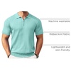 COOFANDY Men’s Quarter Zip Polo Shirt Short Sleeve Ribbed Knit Golf Tee | Collared, 1/4 Zip, Textured, Casual, Business Shirt Lightweight, Breathable, Elastic T Shirt for Men(Green)