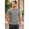 COOFANDY Men’s Quarter Zip Polo Shirt Short Sleeve Ribbed Knit Golf Tee | Collared, 1/4 Zip, Textured, Casual, Business Shirt Lightweight, Breathable, Elastic T Shirt for Men(Light Grey)