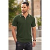 COOFANDY Men’s Quarter Zip Polo Shirt Short Sleeve Ribbed Knit Golf Tee | Collared, 1/4 Zip, Textured, Casual, Business Shirt Lightweight, Breathable, Elastic T Shirt for Men(Stripes Army Green Stripes)
