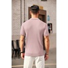 COOFANDY Men’s Quarter Zip Polo Shirt Short Sleeve Ribbed Knit Golf Tee | Collared, 1/4 Zip, Textured, Casual, Business Shirt Lightweight, Breathable, Elastic T Shirt for Men(Pink)