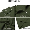 COOFANDY Men’s Quarter Zip Polo Shirt Short Sleeve Ribbed Knit Golf Tee | Collared, 1/4 Zip, Textured, Casual, Business Shirt Lightweight, Breathable, Elastic T Shirt for Men(Stripes Army Green Stripes)