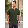 COOFANDY Men’s Quarter Zip Polo Shirt Short Sleeve Ribbed Knit Golf Tee | Collared, 1/4 Zip, Textured, Casual, Business Shirt Lightweight, Breathable, Elastic T Shirt for Men(Army Green)