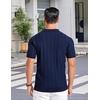 COOFANDY Men’s Quarter Zip Polo Shirt Short Sleeve Ribbed Knit Golf Tee | Collared, 1/4 Zip, Textured, Casual, Business Shirt Lightweight, Breathable, Elastic T Shirt for Men(V-navy Blue)