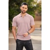 COOFANDY Men’s Quarter Zip Polo Shirt Short Sleeve Ribbed Knit Golf Tee | Collared, 1/4 Zip, Textured, Casual, Business Shirt Lightweight, Breathable, Elastic T Shirt for Men(Pink)