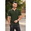 COOFANDY Men’s Quarter Zip Polo Shirt Short Sleeve Ribbed Knit Golf Tee | Collared, 1/4 Zip, Textured, Casual, Business Shirt Lightweight, Breathable, Elastic T Shirt for Men(Stripes Army Green Stripes)
