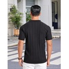 COOFANDY Men’s Quarter Zip Polo Shirt Short Sleeve Ribbed Knit Golf Tee | Collared, 1/4 Zip, Textured, Casual, Business Shirt Lightweight, Breathable, Elastic T Shirt for Men(V-black)