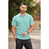 COOFANDY Men’s Quarter Zip Polo Shirt Short Sleeve Ribbed Knit Golf Tee | Collared, 1/4 Zip, Textured, Casual, Business Shirt Lightweight, Breathable, Elastic T Shirt for Men(Green)
