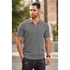 COOFANDY Men’s Quarter Zip Polo Shirt Short Sleeve Ribbed Knit Golf Tee | Collared, 1/4 Zip, Textured, Casual, Business Shirt Lightweight, Breathable, Elastic T Shirt for Men(Grey)