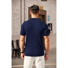 COOFANDY Men’s Quarter Zip Polo Shirt Short Sleeve Ribbed Knit Golf Tee | Collared, 1/4 Zip, Textured, Casual, Business Shirt Lightweight, Breathable, Elastic T Shirt for Men(A-navy Blue)