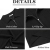 COOFANDY Men’s Quarter Zip Polo Shirt Short Sleeve Ribbed Knit Golf Tee | Collared, 1/4 Zip, Textured, Casual, Business Shirt Lightweight, Breathable, Elastic T Shirt for Men(V-black)