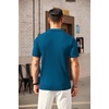 COOFANDY Men’s Quarter Zip Polo Shirt Short Sleeve Ribbed Knit Golf Tee | Collared, 1/4 Zip, Textured, Casual, Business Shirt Lightweight, Breathable, Elastic T Shirt for Men(Denim Blue)