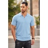 COOFANDY Men’s Quarter Zip Polo Shirt Short Sleeve Ribbed Knit Golf Tee | Collared, 1/4 Zip, Textured, Casual, Business Shirt Lightweight, Breathable, Elastic T Shirt for Men(Sky Blue)
