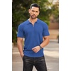COOFANDY Men’s Quarter Zip Polo Shirt Short Sleeve Ribbed Knit Golf Tee | Collared, 1/4 Zip, Textured, Casual, Business Shirt Lightweight, Breathable, Elastic T Shirt for Men(Blue)
