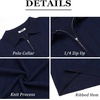 COOFANDY Men’s Quarter Zip Polo Shirt Short Sleeve Ribbed Knit Golf Tee | Collared, 1/4 Zip, Textured, Casual, Business Shirt Lightweight, Breathable, Elastic T Shirt for Men(V-navy Blue)