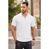 COOFANDY Men’s Quarter Zip Polo Shirt Short Sleeve Ribbed Knit Golf Tee | Collared, 1/4 Zip, Textured, Casual, Business Shirt Lightweight, Breathable, Elastic T Shirt for Men(White)