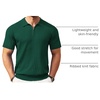 COOFANDY Men’s Quarter Zip Polo Shirt Short Sleeve Ribbed Knit Golf Tee | Collared, 1/4 Zip, Textured, Casual, Business Shirt Lightweight, Breathable, Elastic T Shirt for Men(Hunter Green)