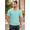 COOFANDY Men’s Quarter Zip Polo Shirt Short Sleeve Ribbed Knit Golf Tee | Collared, 1/4 Zip, Textured, Casual, Business Shirt Lightweight, Breathable, Elastic T Shirt for Men(Green)