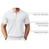 COOFANDY Men’s Quarter Zip Polo Shirt Short Sleeve Ribbed Knit Golf Tee | Collared, 1/4 Zip, Textured, Casual, Business Shirt Lightweight, Breathable, Elastic T Shirt for Men(White)