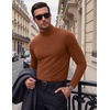 COOFANDY Men’s Slim Fit Mock Turtleneck T Shirt Casual Basic Knitted Long Sleeve Pullover Sweater(Light Brown)