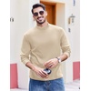 COOFANDY Men’s Slim Fit Mock Turtleneck T Shirt Casual Basic Knitted Long Sleeve Pullover Sweater(Light Brown Khaki)