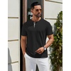 COOFANDY Men’s T Shirts Henley Shirts Short Sleeve Casual Shirts for Men | Classic Mens Henley Shirts, Lightweight, Breathable and Soft touch, Solid Color, Casual Shirts for Daily Work(Black & Grey)