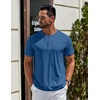 COOFANDY Men’s T Shirts Henley Shirts Short Sleeve Casual Shirts for Men | Classic Mens Henley Shirts, Lightweight, Breathable and Soft touch, Solid Color, Casual Shirts for Daily Work(Denim Blue)