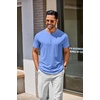 COOFANDY Men’s T Shirts Henley Shirts Short Sleeve Casual Shirts for Men | Classic Mens Henley Shirts, Lightweight, Breathable and Soft touch, Solid Color, Casual Shirts for Daily Work(Light Blue)