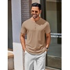 COOFANDY Men’s T Shirts Henley Shirts Short Sleeve Casual Shirts for Men | Classic Mens Henley Shirts, Lightweight, Breathable and Soft touch, Solid Color, Casual Shirts for Daily Work(Khaki)
