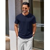 COOFANDY Men’s T Shirts Henley Shirts Short Sleeve Casual Shirts for Men | Classic Mens Henley Shirts, Lightweight, Breathable and Soft touch, Solid Color, Casual Shirts for Daily Work(Navy Blue)