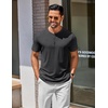 COOFANDY Men’s T Shirts Henley Shirts Short Sleeve Casual Shirts for Men | Classic Mens Henley Shirts, Lightweight, Breathable and Soft touch, Solid Color, Casual Shirts for Daily Work(Dark Grey)