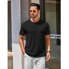 COOFANDY Men’s T Shirts Henley Shirts Short Sleeve Casual Shirts for Men | Classic Mens Henley Shirts, Lightweight, Breathable and Soft touch, Solid Color, Casual Shirts for Daily Work(All Black)