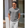 COOFANDY Men’s T Shirts Henley Shirts Short Sleeve Casual Shirts for Men | Classic Mens Henley Shirts, Lightweight, Breathable and Soft touch, Solid Color, Casual Shirts for Daily Work(Grey)