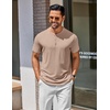 COOFANDY Men’s T Shirts Henley Shirts Short Sleeve Casual Shirts for Men | Classic Mens Henley Shirts, Lightweight, Breathable and Soft touch, Solid Color, Casual Shirts for Daily Work(Light Khaki)
