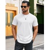 COOFANDY Mens Tshirts 100% Cotton Big Tall T Shirts Basic Tees Plain T Shirts(All White)
