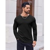 COOFANDY Thermal Shirts for Men Heavyweight Long Sleeve T Shirt Casual Basic Shirts Stretch Crew Neck Undershirts(Black&white)