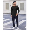 COOFANDY Thermal Shirts for Men Heavyweight Long Sleeve T Shirt Casual Basic Shirts Stretch Crew Neck Undershirts(Black&white)