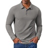 COOFANDY Men’s Corduroy Long Sleeve Polo Shirts Collared Pullover | Soft Textured Fabric, Quarter Button Placket, Lightweight, Regular Fit, Fall Fashion, Business Casual Work Wear(Light Grey)