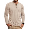 COOFANDY Men’s Henley Shirts Long Sleeve Casual T-Shirts Lightweight Tee | Maverick Slub,Lightweight,Classic,Soft Stretch,Casual,Fashion(01-light Khaki)
