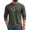 COOFANDY Men’s Long Sleeve Shirts Crew Neck Cotton T-Shirt Casual Shirts | Cotton Fabric, Comfortable and Breathable for Daily Wear, Ribbed Crew Neck, reinforced with Double-Needle Topstitching(Army Green)