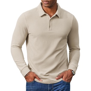 COOFANDY Men’s Corduroy Long Sleeve Polo Shirts Collared Pullover | Soft Textured Fabric, Quarter Button Placket, Lightweight, Regular Fit, Fall Fashion, Business Casual Work Wear(Cream)